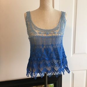 blue delias knitted tank top size xs.